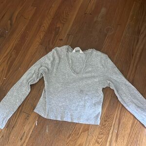 H&M discontinued cropped long sleeve top with white lace